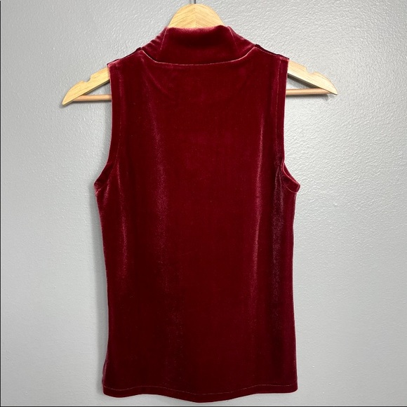 J. CREW Burgundy Velvet Mock-neck Tank sz XXS - Picture 3 of 7